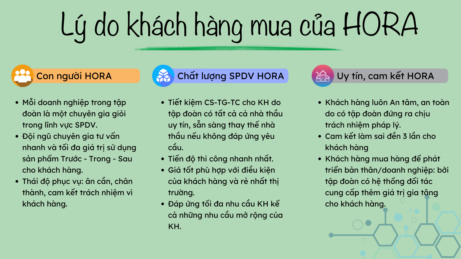 Lý do khách hàng chọn HORA Group